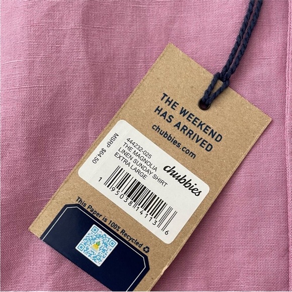 Chubbies Magnolia Linen Cotton Sunday Shirt Button Front Short Sleeve XL New - Picture 3 of 5